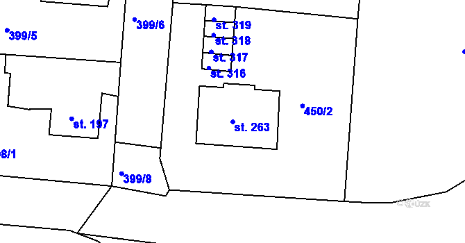 Parcela st. 263 v KÚ Újezd u Domažlic, Katastrální mapa