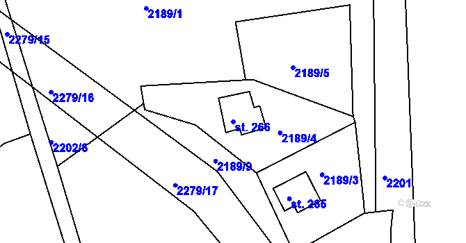 Parcela st. 266 v KÚ Újezd u Domažlic, Katastrální mapa