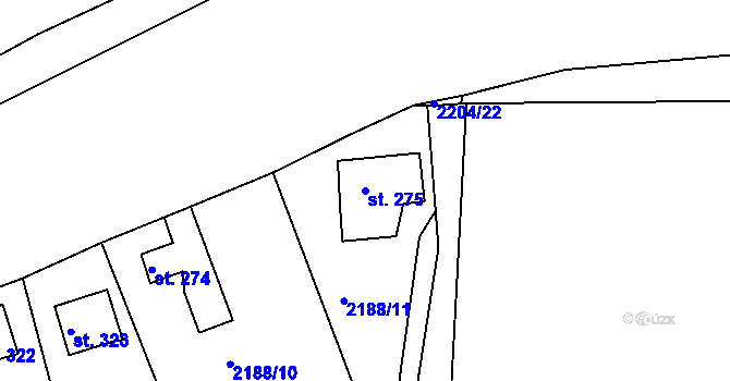 Parcela st. 275 v KÚ Újezd u Domažlic, Katastrální mapa