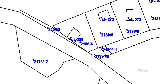 Parcela st. 2188/4 v KÚ Újezd u Domažlic, Katastrální mapa