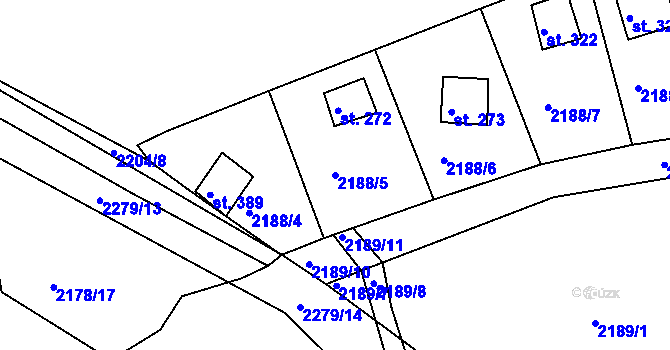 Parcela st. 2188/5 v KÚ Újezd u Domažlic, Katastrální mapa