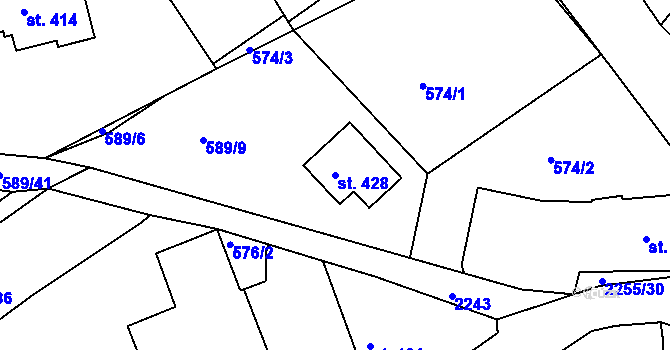 Parcela st. 428 v KÚ Újezd u Domažlic, Katastrální mapa