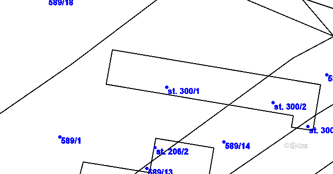 Parcela st. 300/1 v KÚ Újezd u Domažlic, Katastrální mapa