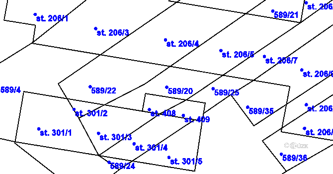 Parcela st. 589/20 v KÚ Újezd u Domažlic, Katastrální mapa