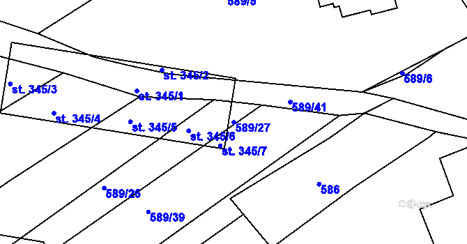 Parcela st. 589/27 v KÚ Újezd u Domažlic, Katastrální mapa