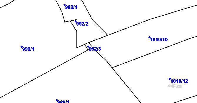 Parcela st. 992/4 v KÚ Újezd u Domažlic, Katastrální mapa