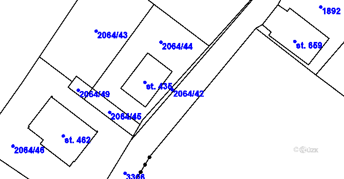 Parcela st. 2064/42 v KÚ Újezd u Domažlic, Katastrální mapa