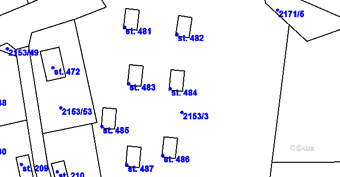 Parcela st. 484 v KÚ Újezd u Domažlic, Katastrální mapa
