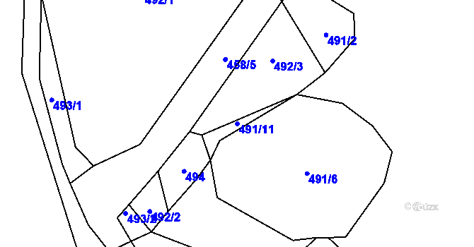 Parcela st. 491/11 v KÚ Újezd u Manětína, Katastrální mapa