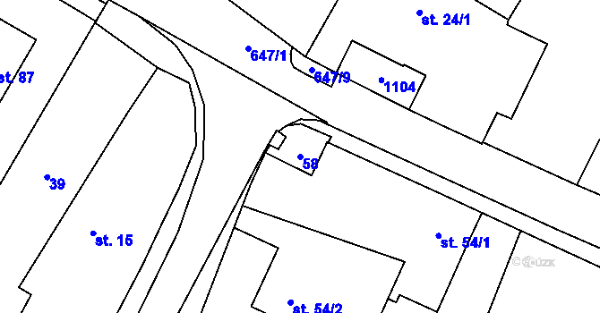 Parcela st. 58 v KÚ Újezd u Hradce Králové, Katastrální mapa