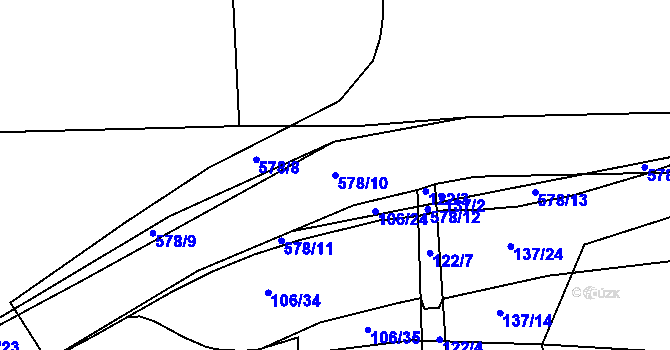 Parcela st. 578/10 v KÚ Újezd u Sezemic, Katastrální mapa