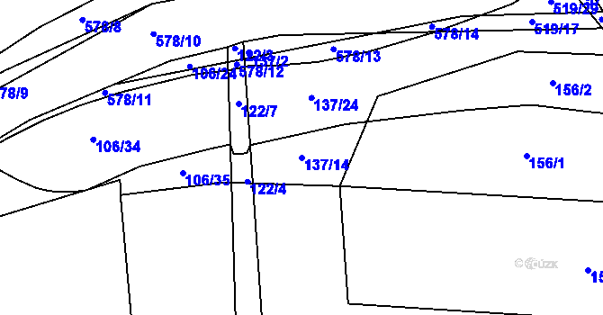 Parcela st. 137/14 v KÚ Újezd u Sezemic, Katastrální mapa