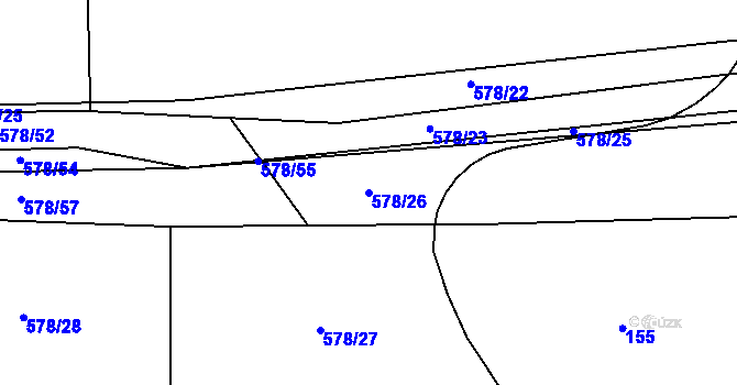 Parcela st. 578/26 v KÚ Újezd u Sezemic, Katastrální mapa