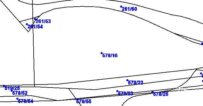 Parcela st. 578/16 v KÚ Újezd u Sezemic, Katastrální mapa