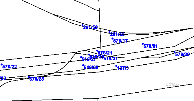 Parcela st. 578/21 v KÚ Újezd u Sezemic, Katastrální mapa