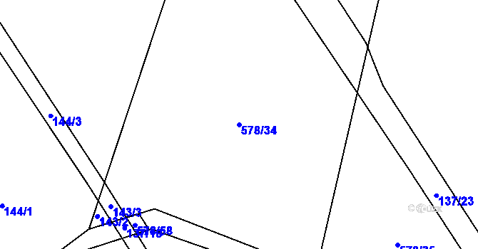 Parcela st. 578/34 v KÚ Újezd u Sezemic, Katastrální mapa