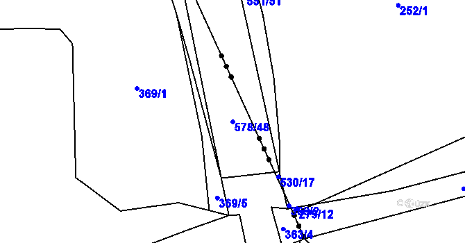 Parcela st. 578/48 v KÚ Újezd u Sezemic, Katastrální mapa