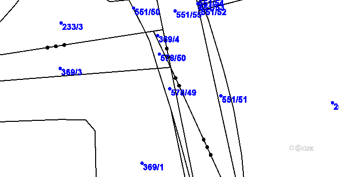 Parcela st. 578/49 v KÚ Újezd u Sezemic, Katastrální mapa