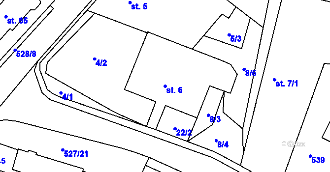 Parcela st. 6 v KÚ Újezd u Sezemic, Katastrální mapa