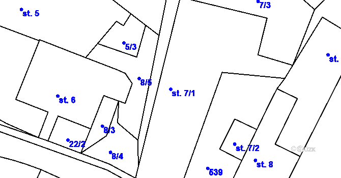 Parcela st. 7/1 v KÚ Újezd u Sezemic, Katastrální mapa