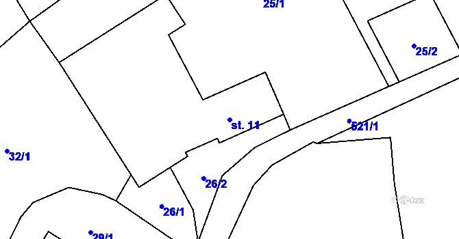 Parcela st. 11 v KÚ Újezd u Sezemic, Katastrální mapa