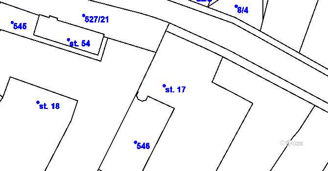 Parcela st. 17 v KÚ Újezd u Sezemic, Katastrální mapa