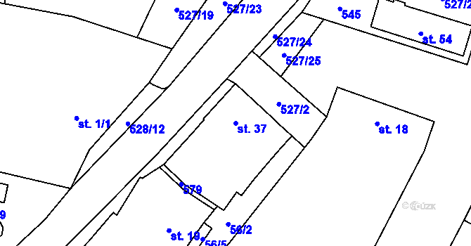 Parcela st. 37 v KÚ Újezd u Sezemic, Katastrální mapa