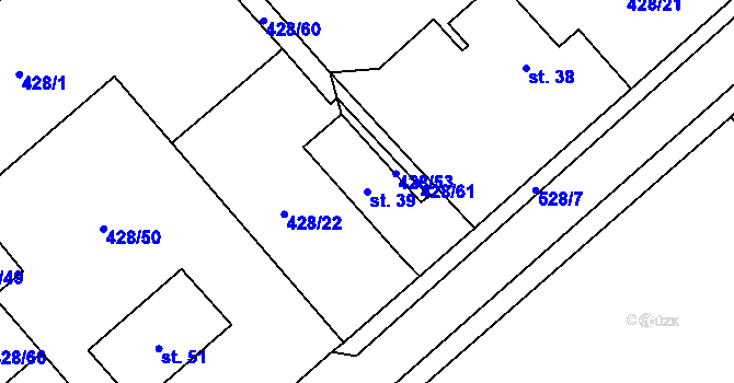 Parcela st. 39 v KÚ Újezd u Sezemic, Katastrální mapa