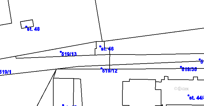 Parcela st. 46 v KÚ Újezd u Sezemic, Katastrální mapa