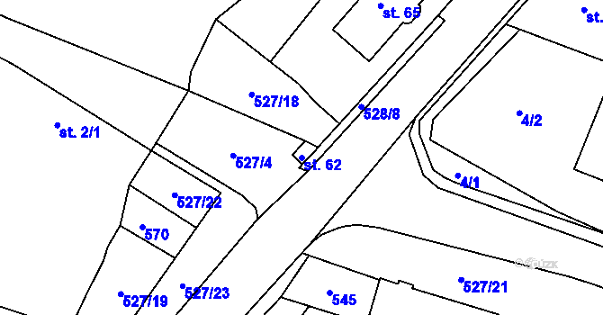 Parcela st. 62 v KÚ Újezd u Sezemic, Katastrální mapa