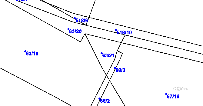 Parcela st. 63/21 v KÚ Újezd u Sezemic, Katastrální mapa