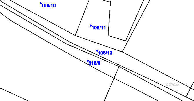 Parcela st. 106/13 v KÚ Újezd u Sezemic, Katastrální mapa