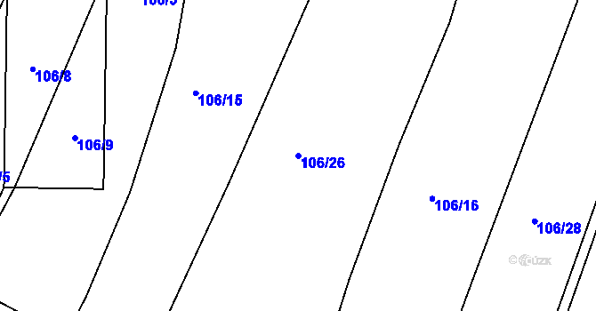 Parcela st. 106/26 v KÚ Újezd u Sezemic, Katastrální mapa