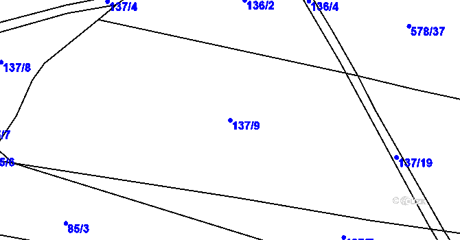 Parcela st. 137/9 v KÚ Újezd u Sezemic, Katastrální mapa