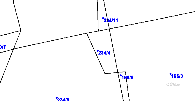Parcela st. 234/4 v KÚ Újezd u Sezemic, Katastrální mapa