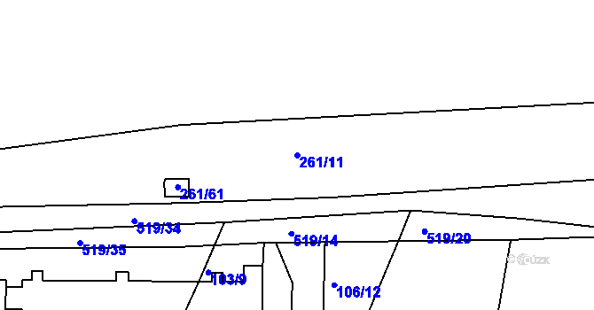 Parcela st. 261/11 v KÚ Újezd u Sezemic, Katastrální mapa