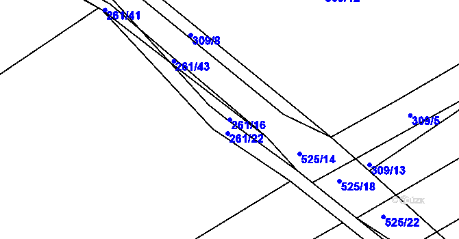 Parcela st. 261/16 v KÚ Újezd u Sezemic, Katastrální mapa