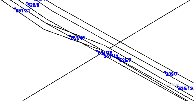 Parcela st. 261/38 v KÚ Újezd u Sezemic, Katastrální mapa