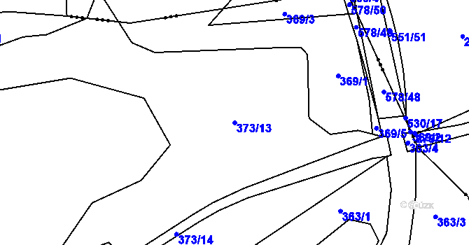 Parcela st. 373/13 v KÚ Újezd u Sezemic, Katastrální mapa