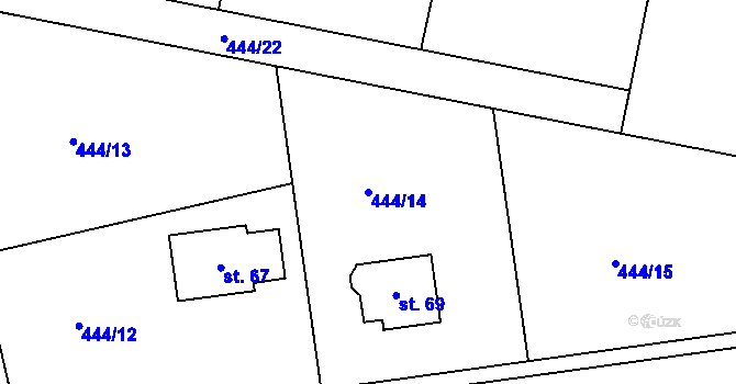Parcela st. 444/14 v KÚ Újezd u Sezemic, Katastrální mapa
