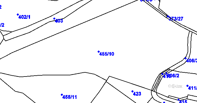 Parcela st. 455/10 v KÚ Újezd u Sezemic, Katastrální mapa