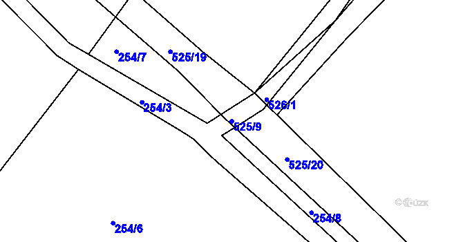 Parcela st. 525/9 v KÚ Újezd u Sezemic, Katastrální mapa