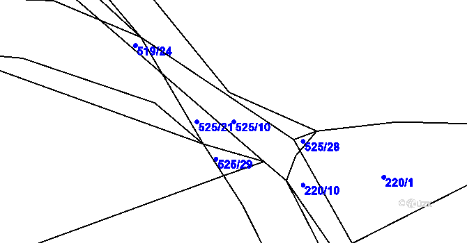 Parcela st. 525/10 v KÚ Újezd u Sezemic, Katastrální mapa