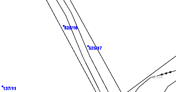 Parcela st. 525/17 v KÚ Újezd u Sezemic, Katastrální mapa
