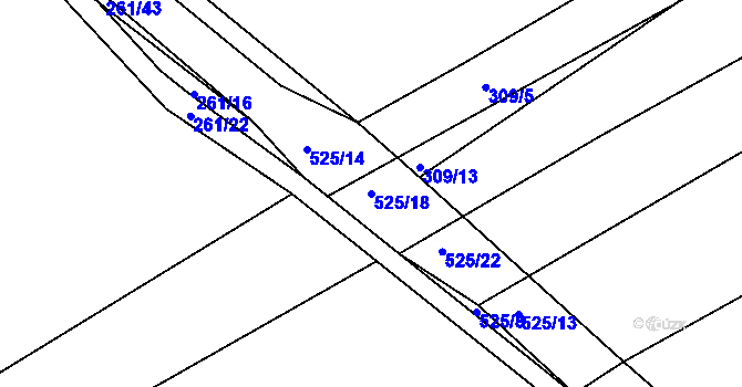 Parcela st. 525/18 v KÚ Újezd u Sezemic, Katastrální mapa