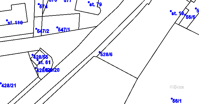 Parcela st. 528/6 v KÚ Újezd u Sezemic, Katastrální mapa