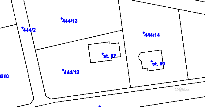 Parcela st. 67 v KÚ Újezd u Sezemic, Katastrální mapa