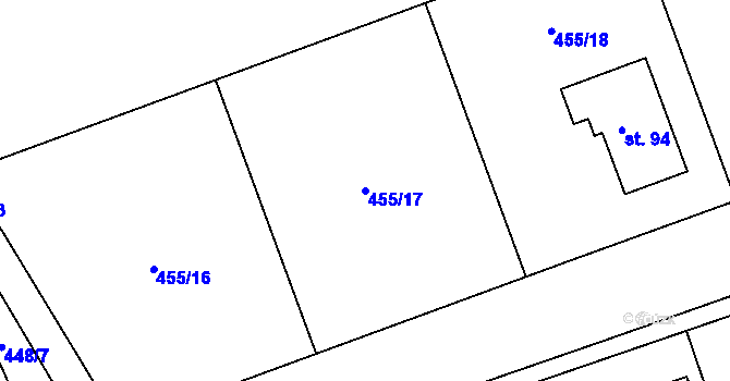 Parcela st. 455/17 v KÚ Újezd u Sezemic, Katastrální mapa