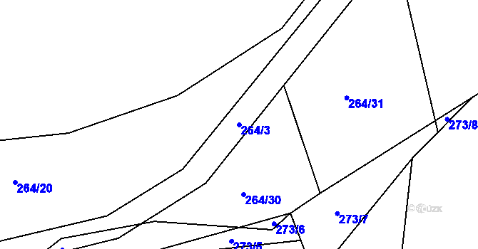 Parcela st. 264/3 v KÚ Újezd u Přelouče, Katastrální mapa