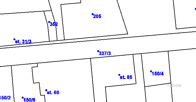 Parcela st. 337/3 v KÚ Újezd u Přelouče, Katastrální mapa